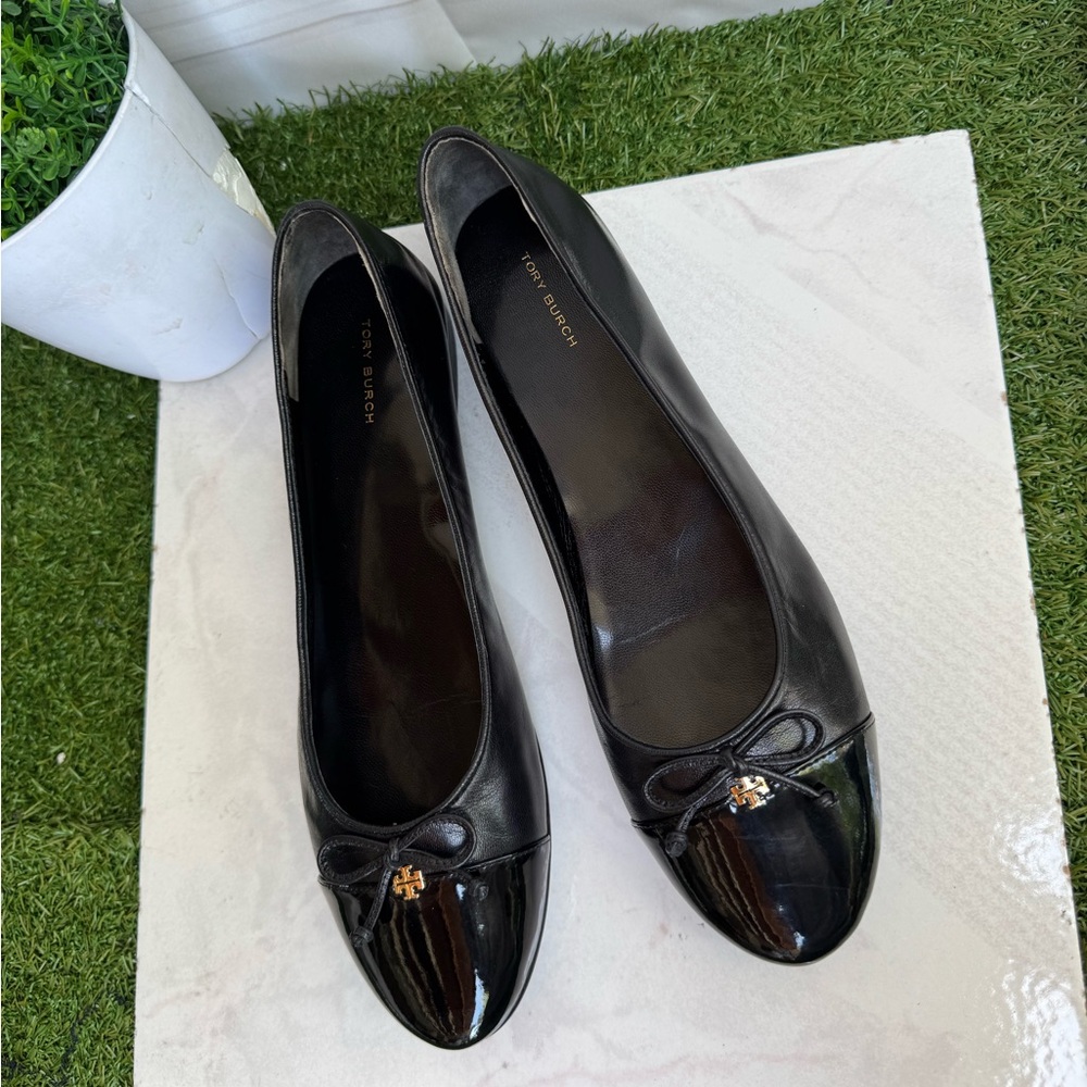 Tory Burch Black Leather Ballet Flats CAP-TOE BALLET size 11 gently used - Picture 14 of 15